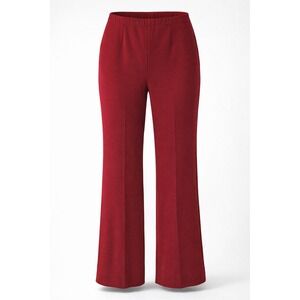 Ming Wang Womens Crimson Red Knit Straight Leg Pull On Dress Pants Career Size L